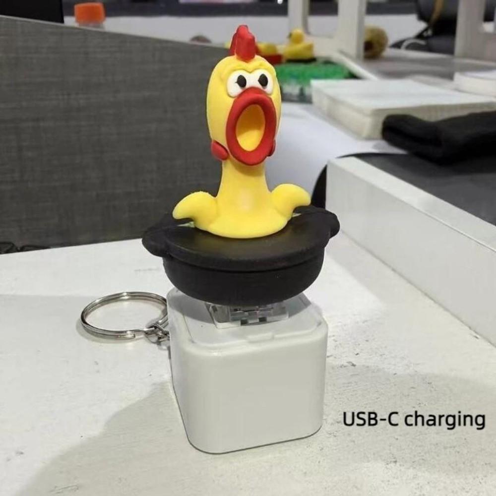 Novelty Finger Button Clicker Funny Screaming Chicken Bag Pendant Keychain For Stress Relief