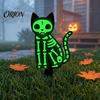 Ландшафтный декор для улицы на Хэллоуин, Кошка-скелет, Колышек для сада, Светящееся в темноте украшение, Многоразовый декор для двора, Жуткая акриловая колышек-арт для сада