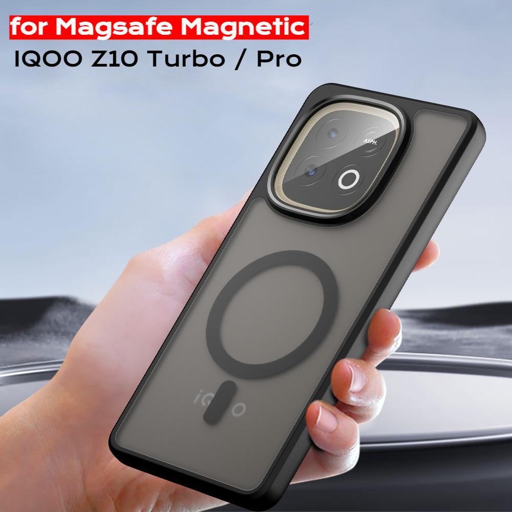 For Magsafe Case for VIVO IQOO Z10 Turbo Pro Shockproof Acrylic Matte Hard Bumper Magnetic Cover for IQOO Z10Turbo Pro V2453A