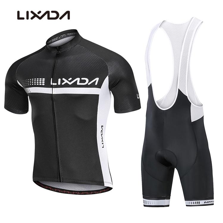 Lixada Летний велосипедный комплект из велосипедной рубашки с короткими рукавами и шорт с нагрудником с мягкой подкладкой
