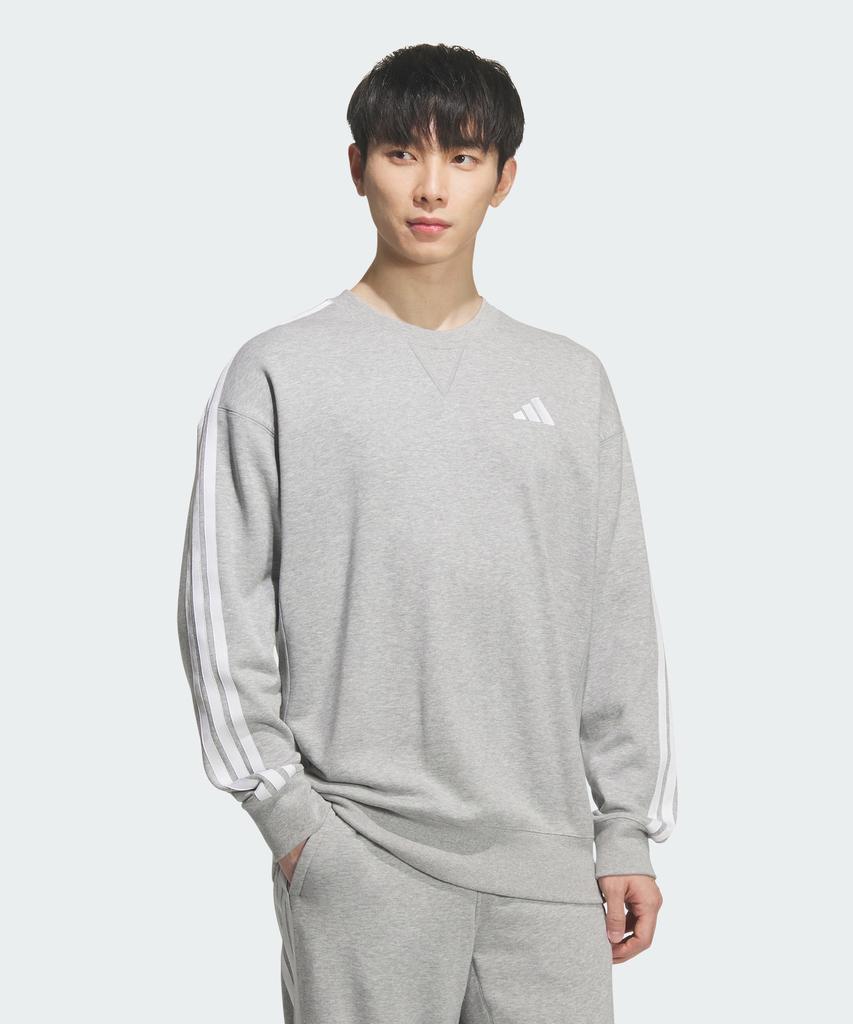 ADIDAS Essential Plus Loose Fit 3-Stripe French Terry Sweatshirt Kf3716
