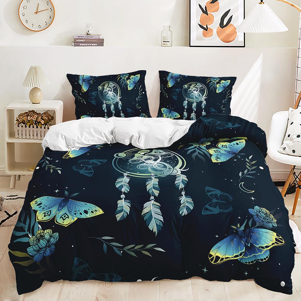Постельное белье из трех предметов с насекомыми и бабочками, пододеяльник с 3D цифровой печатью, комплект