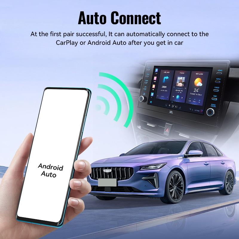 2025 НОВЫЙ 2-в-1 Беспроводной CarPlay AI Бокс Android Auto Plug and Play Применимо для преобразования оригинального проводного CarPlay автомобиля в беспроводной
