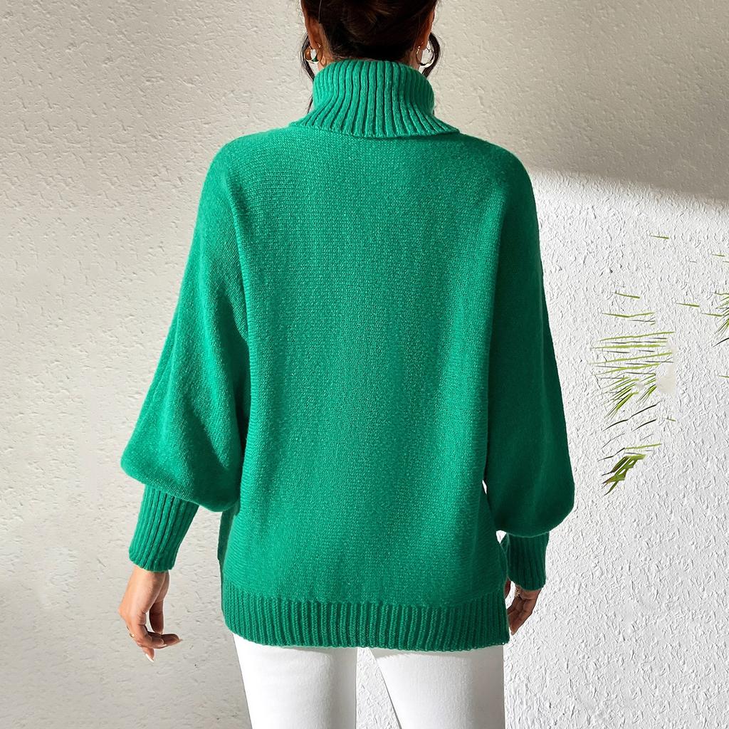 Women's Casual And Fashionable Long Sleeved Knitted Solid Color Top Sweater