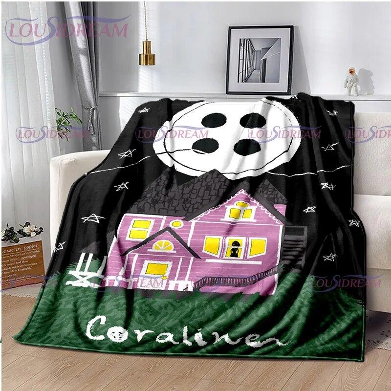 Одеяло в готическом стиле с анимационным принтом коралины, детское одеяло, семейное одеяло для сна, дивана, кровати, теплое одеяло, мягкое покрывало