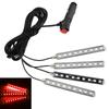 Dash Floor Foot Strip Lights 9 LED 4 In 1 Car Interior Atmosphere Lights Cigarette Lighter Adapter Auto Decorative Lamp