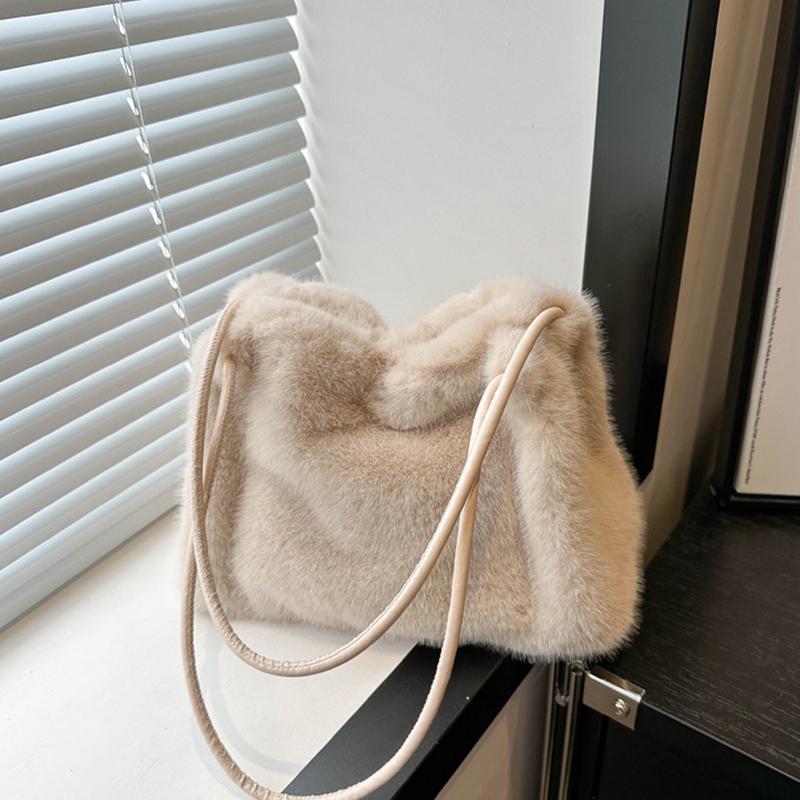 Женская пушистая сумка через плечо Сумка с верхней ручкой Новая модная женская осенне-зимняя сумочка Мягкий плюшевый универсальный шоппер KTY