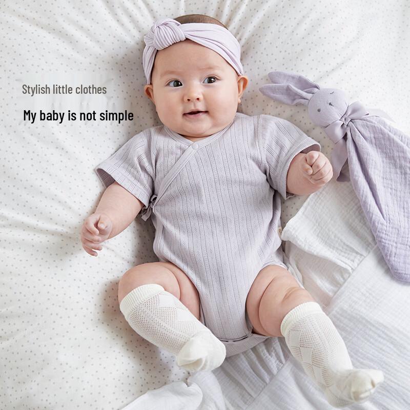 Koala Nose Breathable Cotton Diamond Jacquard Newborn Short Sleeve Bodysuit