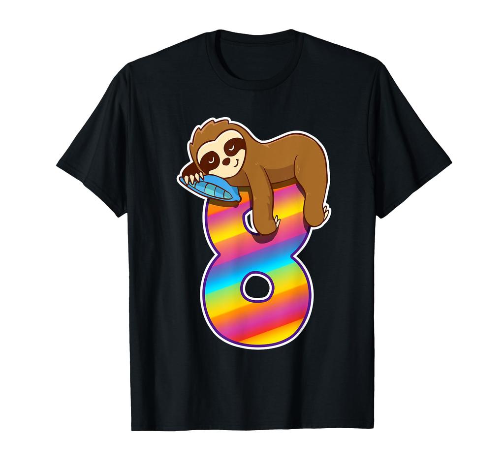 Birthday Gift for Girls and Boys, 8 Year Old Sloth Kids T-Shirt