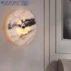 Круглые Роскошные Часы функция Натуральный Камень Алебастр Настенный Светильник Гостиная Мраморный Бра Декор Атмосфера Светодиодный Высококлассный Светодиодный Свет