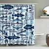 Шторка для душа с принтом тунца Bluefish, дизайн со свежими морепродуктами, 3D водонепроницаемая ткань для декора ванной комнаты,