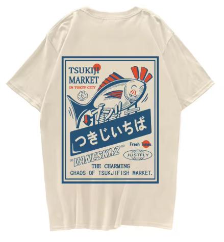 Japanesestyle trendy printed Unisexs Tshirt loose and fashionable suitable for daily casual wear Unisexs and Womens top