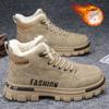 Men Snow Boots Winter Anti Slip Plush Indoor Warm Cold Proof Snow Boots High Top Platform Lace Up Outdoor Sport Work Boots