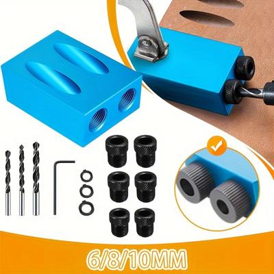7/14 15-градусный позиционер для сверления косых отверстий, сверло, деревообработка, инструмент для скрытых резьбовых отверстий, набор, угловая направляющая для сверления, набор, пробойник для отверстий