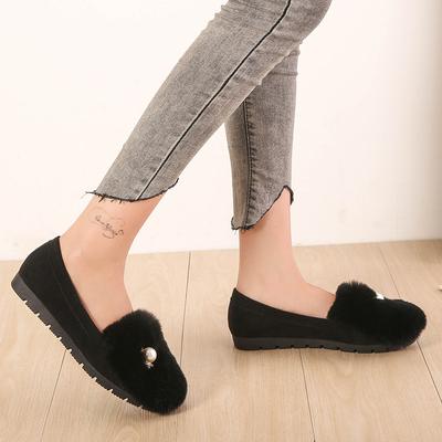 T26 шапка-бини из кроличьего меха женская верхняя одежда круглый носок плюшевые теплые туфли для беременных мягкая подошва пушистые туфли