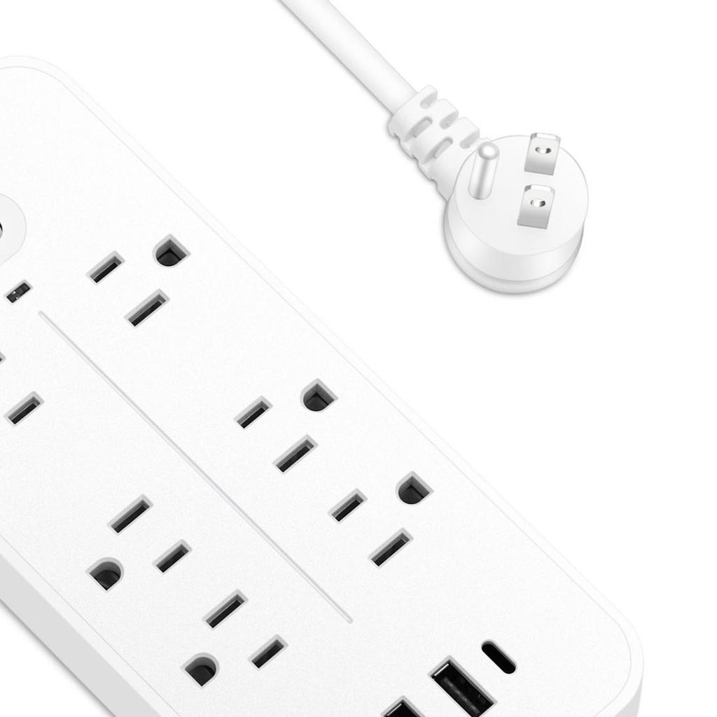 Сетевой фильтр на 6 розеток с защитой от перенапряжения, сетевой фильтр с 3 USB-портами, 1 зарядным портом Type-C