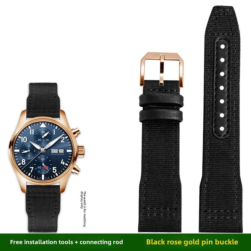 Для IWC Pilot Нейлоновый ремешок из натуральной кожи для часов IWC Mark 18 Balack Aces Portuguese оригинальный плетеный холщовый ремешок Браслет