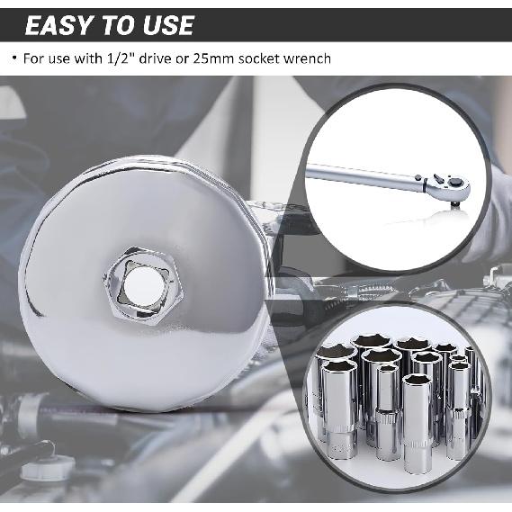 Ключ-съемник крышки масляного фильтра 73-74 мм, 15 шлицов. Головка, совместимая с масляным фильтром AC Delco PF63/PF64, для Chrysler, GM, Equinox 1.5L и Chevy