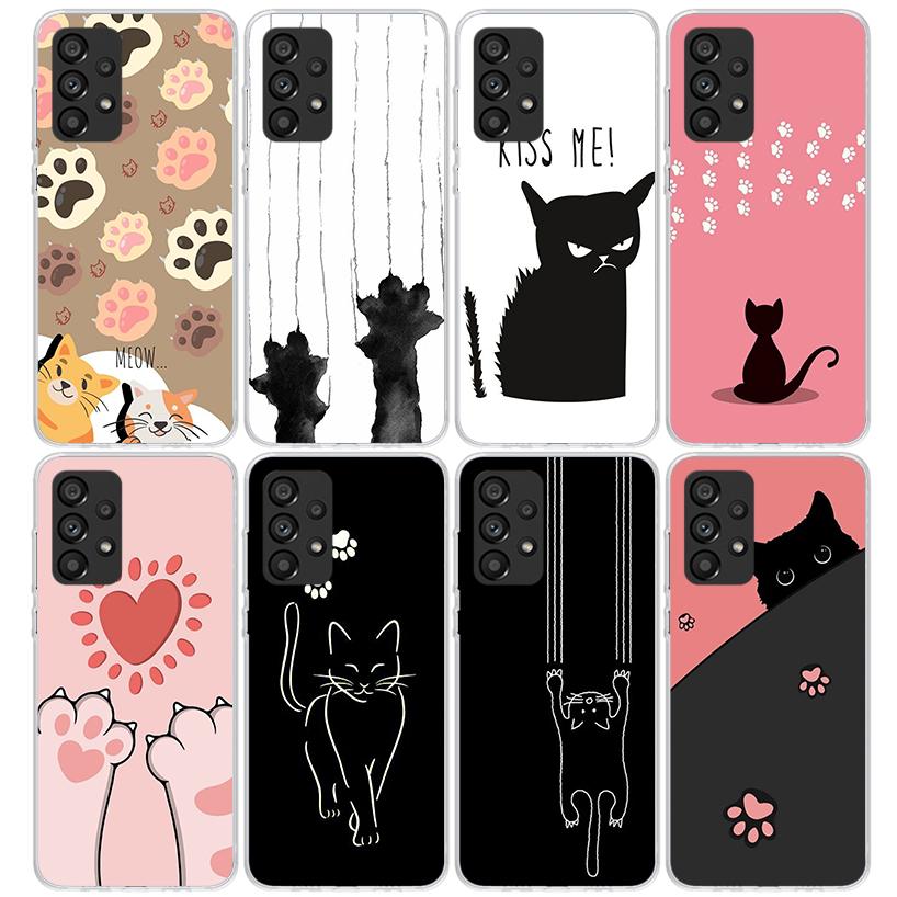 Cat Footprint Funny Paw Cute Phone Case For Samsung Galaxy A17 A57 A37 A16 A26 A36 A56 A15 A25 A35 A55 A14 A13 A54 A53 A34 A24 A