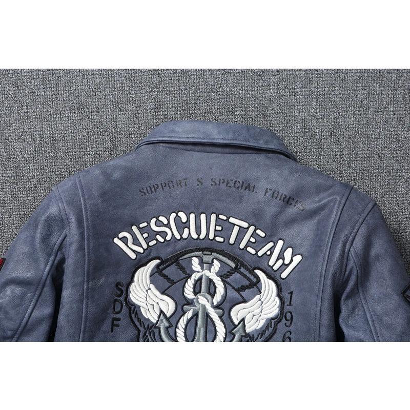 Китайский размер, натуральная кожаная куртка для мужчин, настоящая воловья кожа, военный летный костюм A2, вышитые пилотские пальто, мужская авиационная одежда, осень