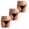 WHITE FANG Lace Underwear Set Sexy Lingerie S03T01 Black T-back 3-Piece Women's (A01 3-Piece Set)