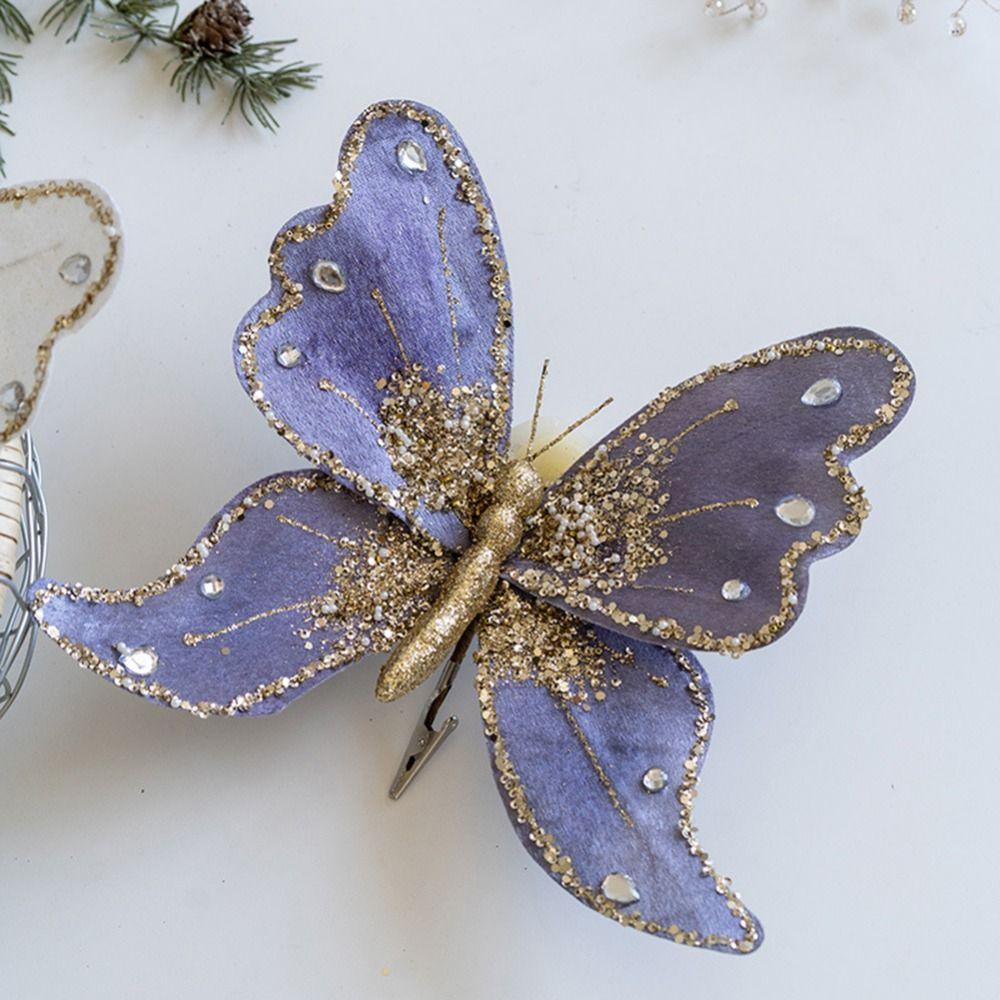 Handmade Christmas Butterfly Pendant With Clip Christmas Tree Pendant Party Supplies