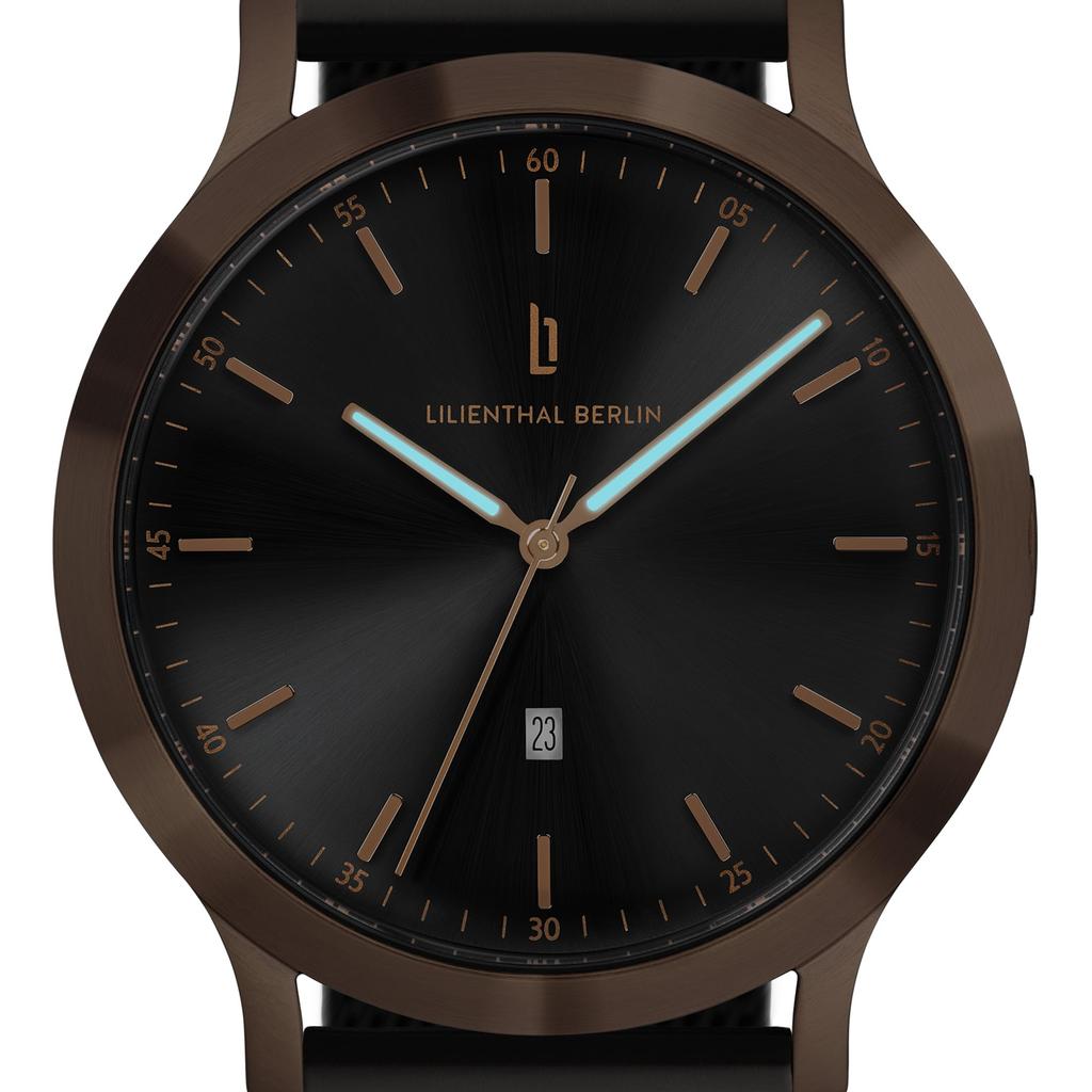 Lilianthal Berlin Сделано в черном Мужские часы, Дата, Германия, H01-106-B023CB,