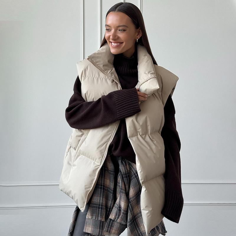 Женская зимняя теплая стеганая куртка без рукавов, свободная демисезонная куртка для женщин 2024 года, осень, новая повседневная парка, уличные куртки для активного отдыха, женская одежда