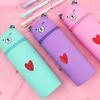 Yousheng Stand Up Pen Case Bear Shape Silicone Storage Box Animal Inspired Design Zipper Closure Gadgets Cosmetics Organizer