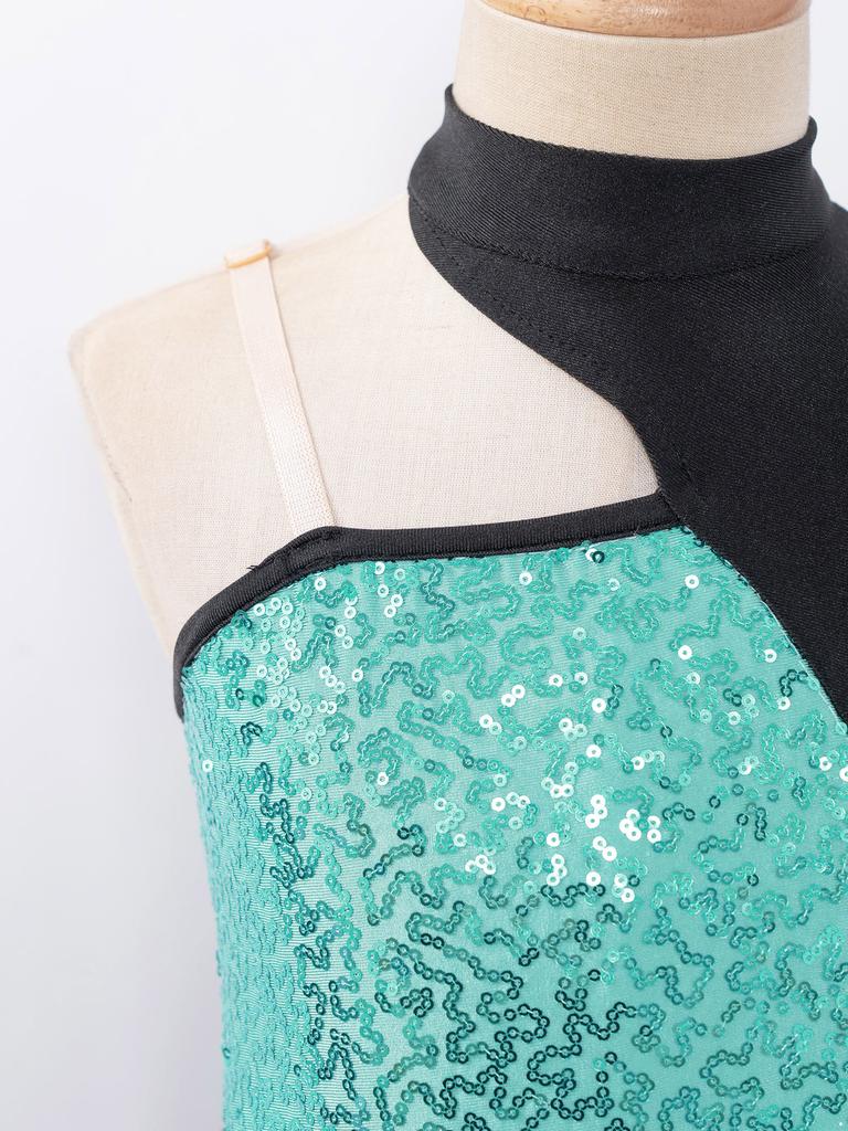 Детское балетное гимнастическое трико для девочек, платье без рукавов с блестящими пайетками, лирическое танцевальное платье для выступления на сцене