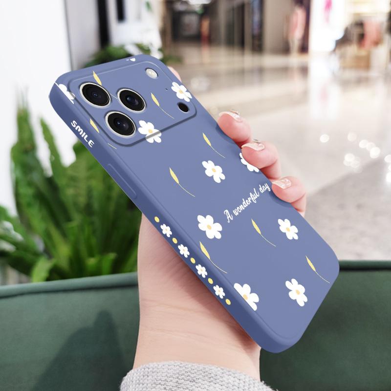 Чехол для телефона «Дождливая ромашка» для iPhone 17 16 16e 15 14 13 Plus Pro Max Mini Силиконовый чехол