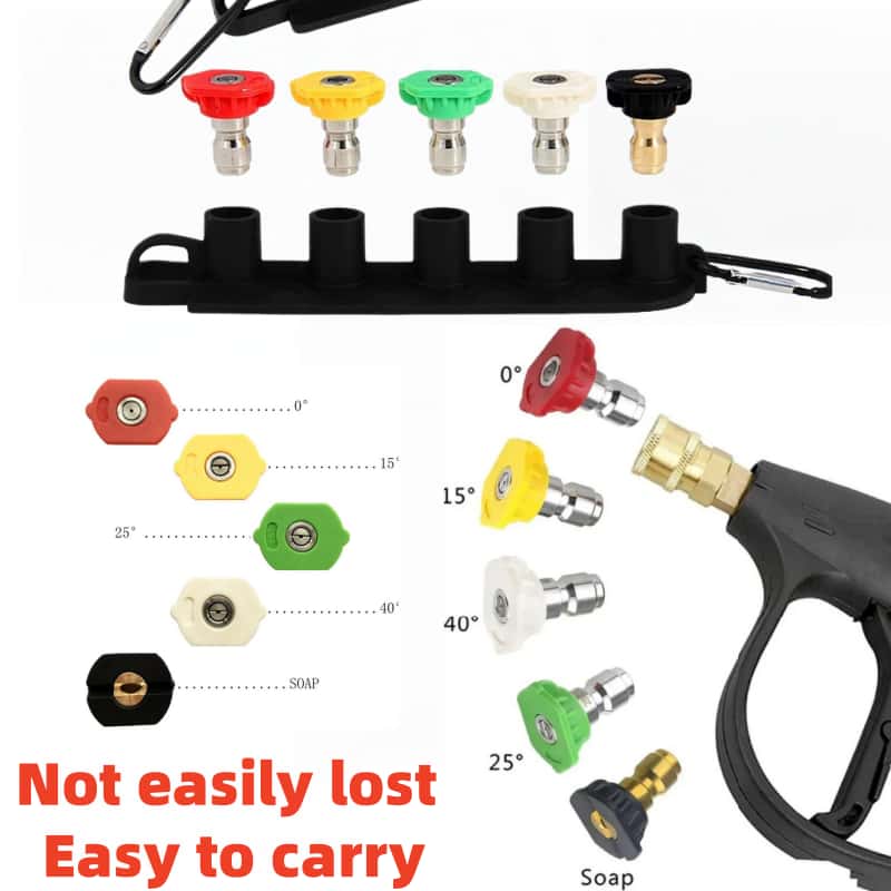 1/4" Brass Quick Connect Nozzle Set, High Pressure Washer Hose Adapter with Adjustable Valve for Car Wash