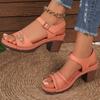 High Quality Shoes Female Ankle Strap Women's Sandals Summer Hollow Buckle Solid Outdoor Casual Chunky Heel Large Size Sandals