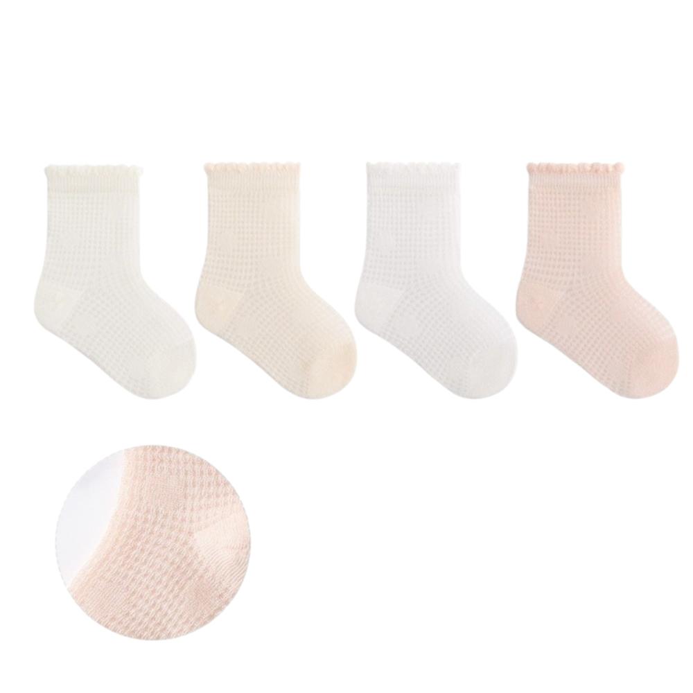 4 Pairs Breathable Newborn Socks Thin Summer Socks New Baby Mesh Socks Birthday Gifts