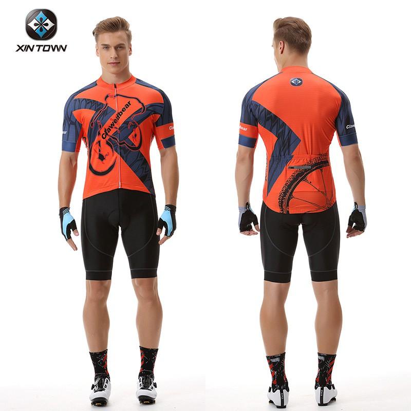 XINTOWN Mens Short Cycling Jersey Set Road Bike Riding Outfit Breathable Sportswear