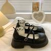 Leather Mary Jane Women's Shoes Japanese Style Lolita Round Toe High On Platform Female Footwear Black Gothic Vulcanized for A H