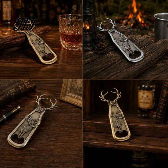 Vintage Style Party Favor Gifts Elk Antler Bottle Opener, Heavy Duty Metal Retro Beer Alloy Opener Cap Remover for Home Bar, Artistic Kitchen Gadgets