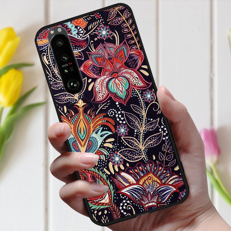 3D Тисненый Цветочный Чехол Для Sony Xperia 10 III Чехол Милый Рельефный Чехол Для Sony Xperia 1 III 5 III 10III Чехол На Телефон Coque Модный