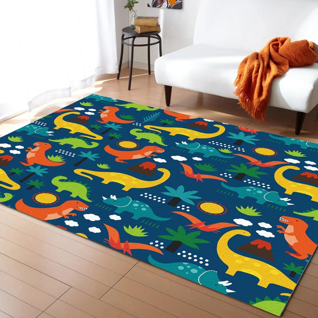 Cartoon Dinosaur Area Rugs Dino Carpet Non Slip Dinosaur Floor Mat for Playroom Classroom Kidroom Decor Children's Crawling Mat