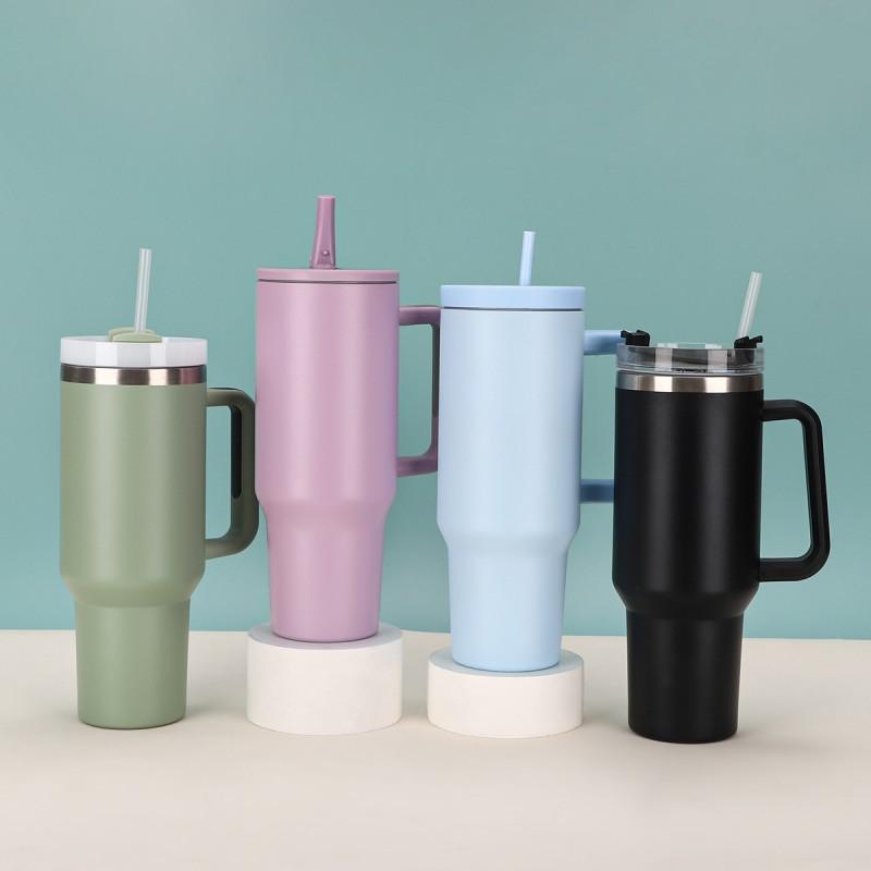 40oz Large Capacity Vacuum Insulated Stainless Steel Travel Mug With Straw Car Office Outdoor Use