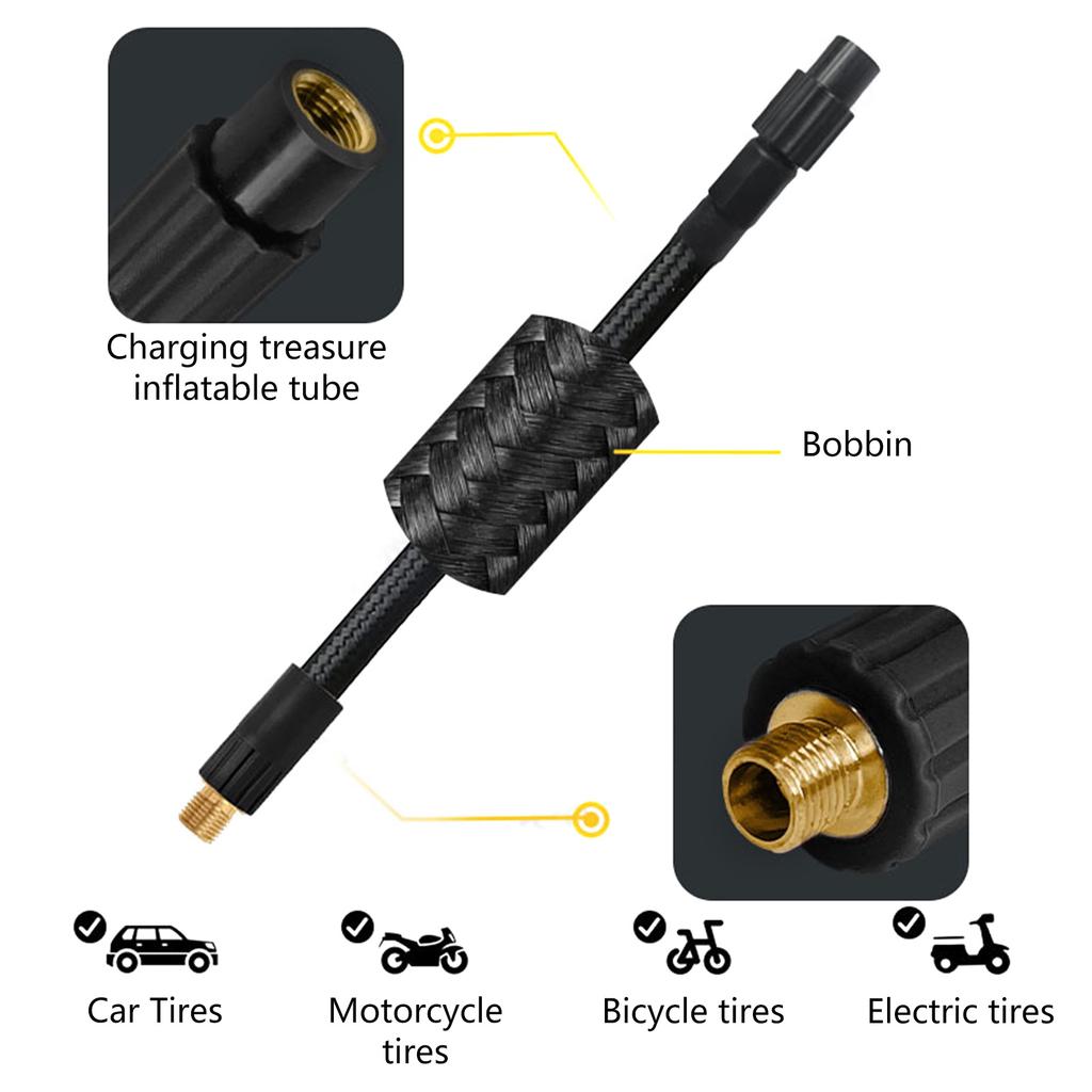 Шланг насоса для накачивания, адаптер с фиксатором, воздушный шланг для шин, надувная камера, шланг для накачивания с нейлоновой оплеткой