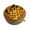 Wooden Round Chess Nautical Mini Pocket Chess Travelling Chess Board Games Gift