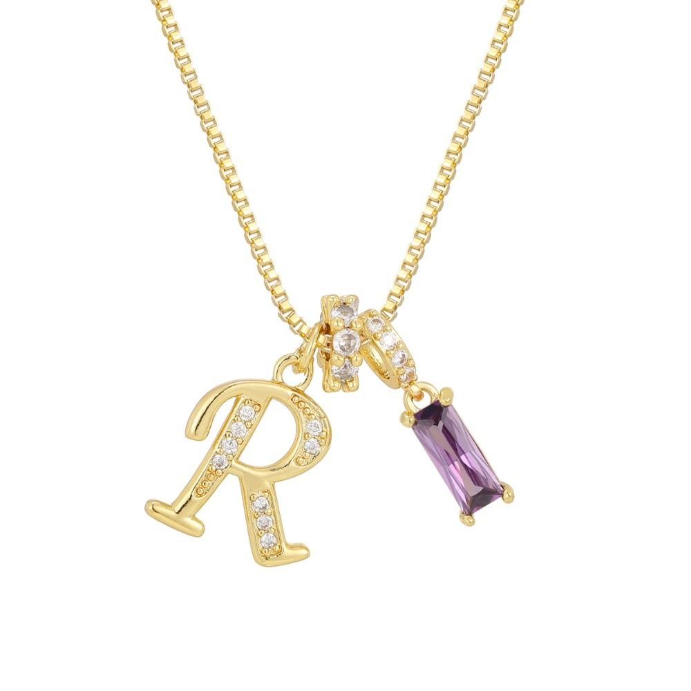 Adjustable Letter Jewelry Hypoallergenic Shiny Zircon Embedded Geometric Pendant Necklace Geometric Design Dopamine Style