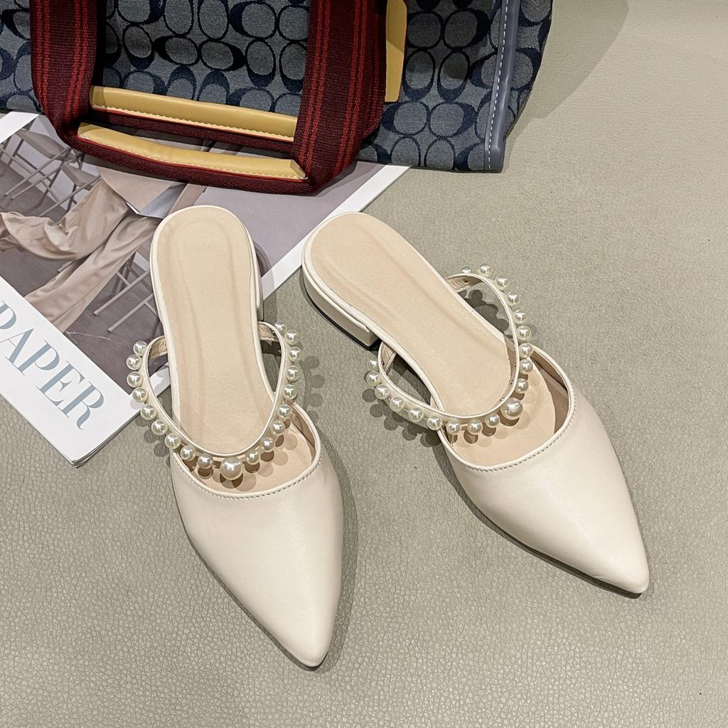 Туфли на высоком каблуке женские летние 2025 новые остроносые босоножки на толстом каблуке женские сандалии с сумкой на низком каблуке легкие универсальные тапочки