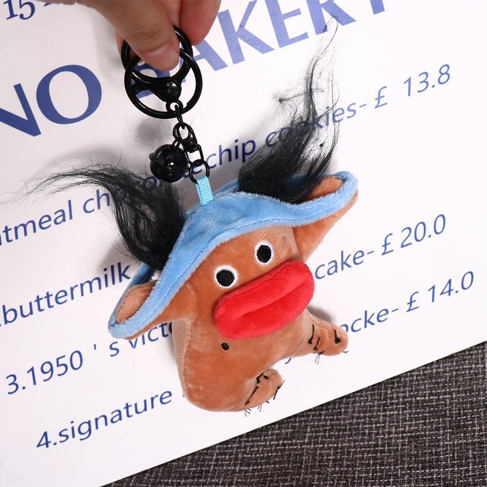 Stuffed Big Eyes Fabric Doll Key Chain PP Cotton Ugly Doll Pendant  Unisex