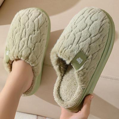 Осенне-зимние тапочки большого размера с толстой подошвой для дома из хлопка, мужские повседневные бархатные меховые хлопковые туфли, женские теплые нескользящие тапочки 36-45