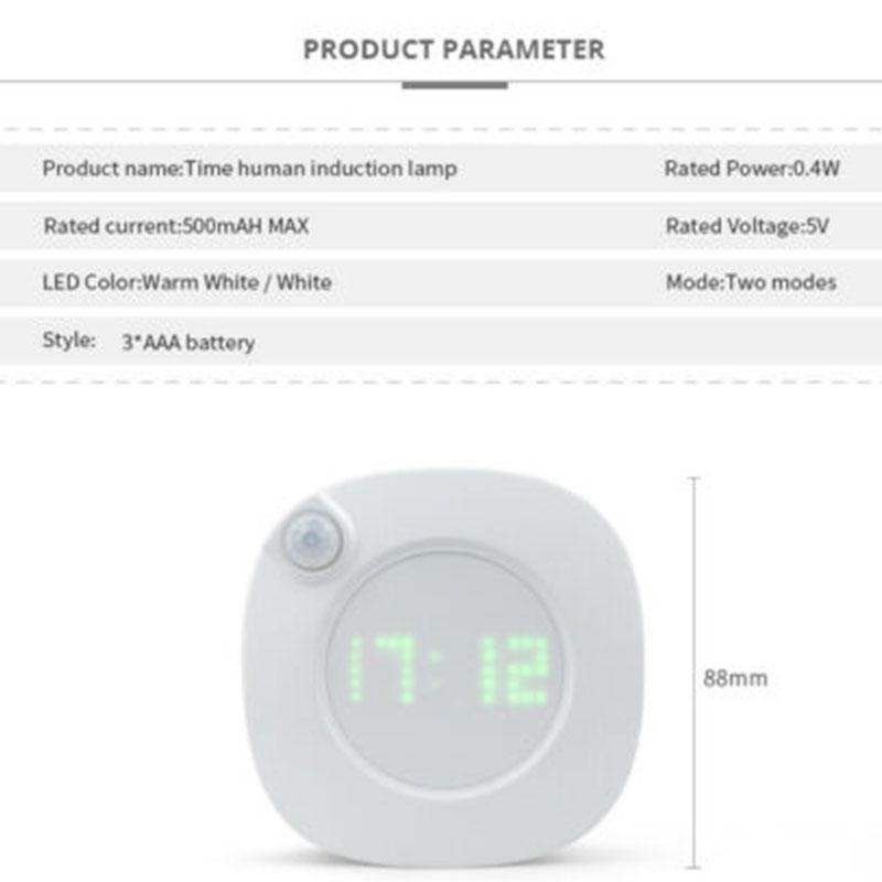 Настенные часы с цифровым временем водить с лампой домашних часов ночника датчика движения Пир