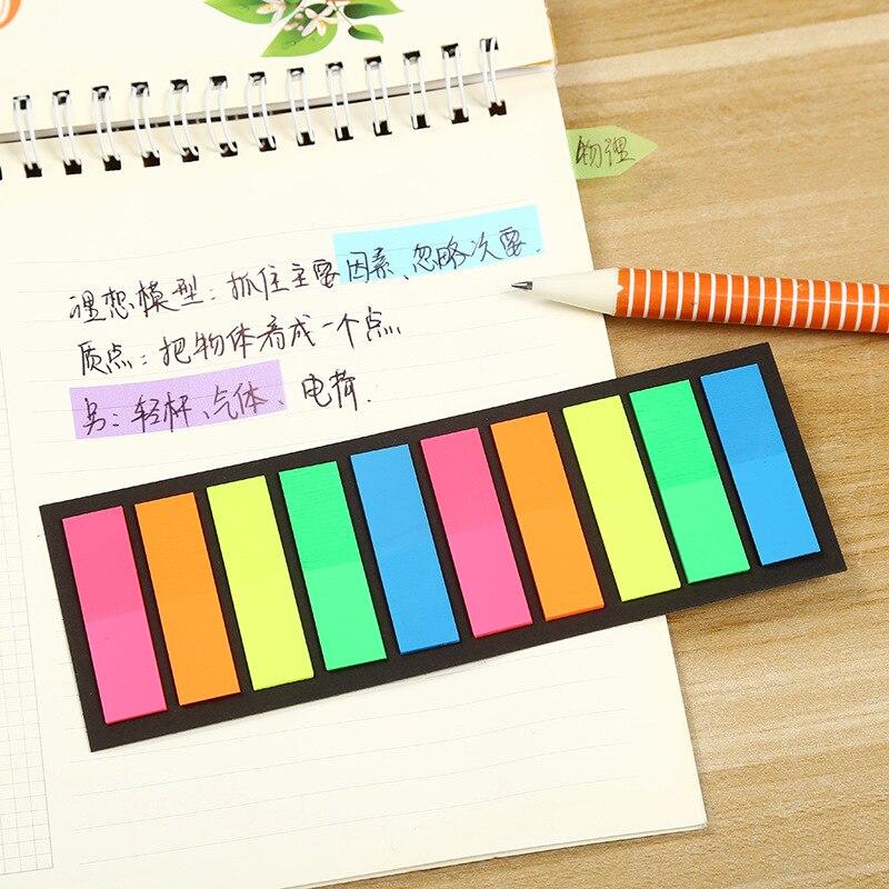 200 Sheets Fluorescence Self Adhesive Memo Pad Sticky Notes Bookmark Marker Memo Sticker Paper Student Office Supplies