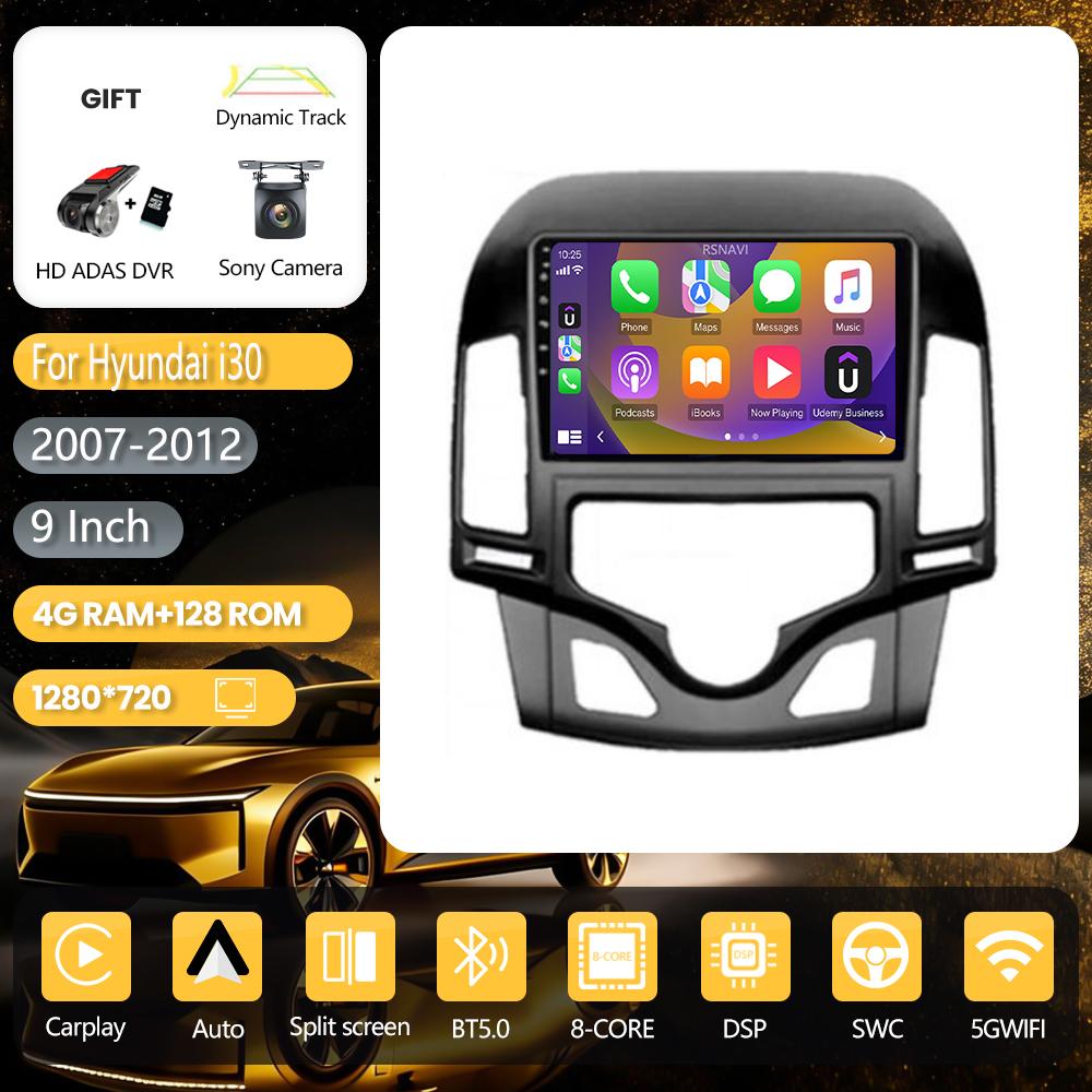 Autoradio Android 16 Carplay Auto avec lecteur multimédia sans fil CarPlay pour Hyundai I30 2006-2011 écran 2K autoradio stéréo