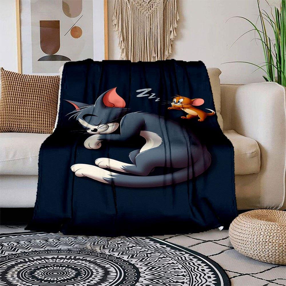 Tom and Jerry Sleeping Cat Phone WallpaperBlanket Flannel Throw Blanket for Sofa, Bed, Travel, Camping, Office